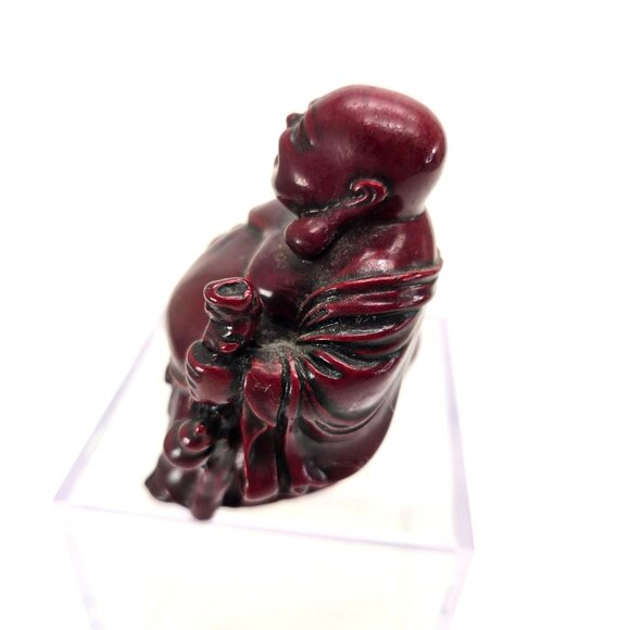 Laughing Buddha Figurine Dark Red Resin Statue Ornament 3" Tall je227 - Picture 5 of 6